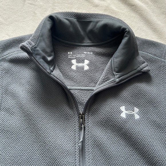 Under Armour Fleece Vest Mens Medium Gray Gorpcore Athletic Full Zip Layering - Picture 2 of 9